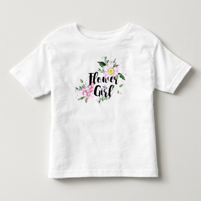 T-shirt Pour Les Tous Petits Fleur Fille Rose Floral Mariage (Devant)