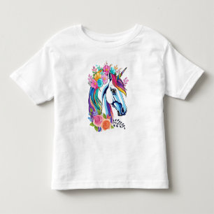T-shirt Pour Les Tous Petits Fleur Unicorne Toddler Shirt - Whimsical Kids Tee