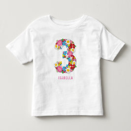 T-shirt Pour Les Tous Petits Fleurs de printemps Jardin Fille rose 3e fête d'an