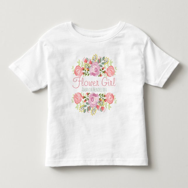 T-shirt Pour Les Tous Petits Fleurs personnalisées mignons (Devant)