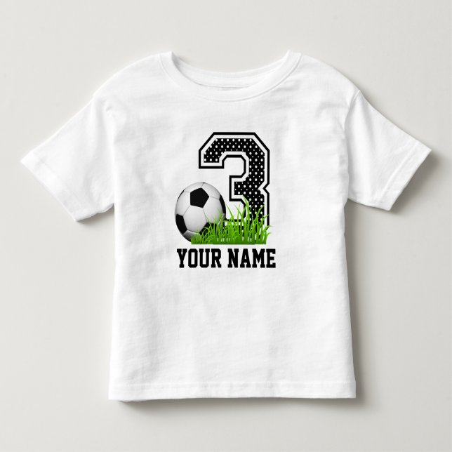 T-shirt Pour Les Tous Petits Football personnalisé de 3e anniversaire (Devant)
