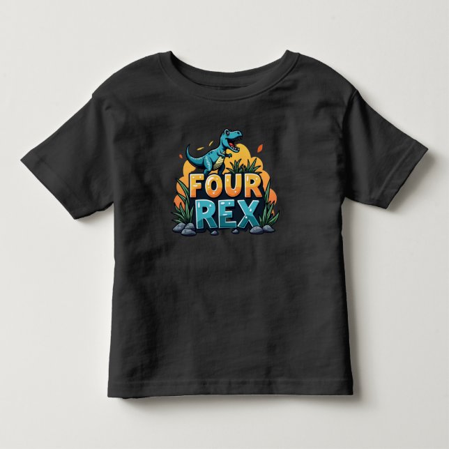 T-shirt Pour Les Tous Petits Four Rex : La façon Dino de célébrer quatre! (Devant)