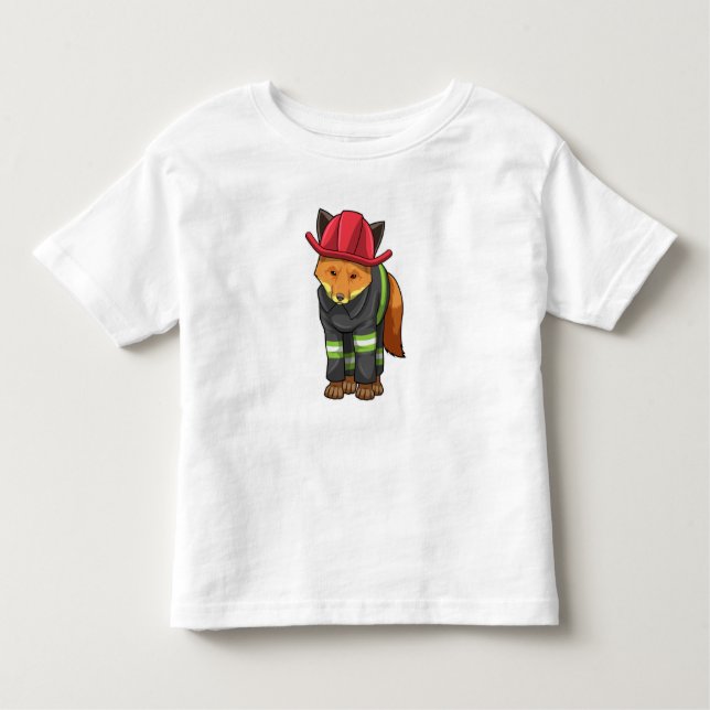 T-shirt Pour Les Tous Petits Fox as Firefighter avec Helmet (Devant)