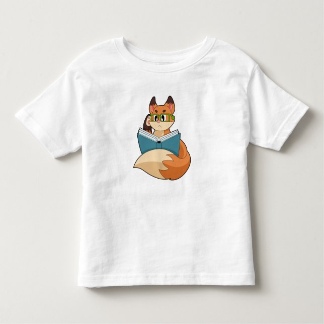 T-shirt Pour Les Tous Petits Fox as nerd with Book & Glasses (Devant)