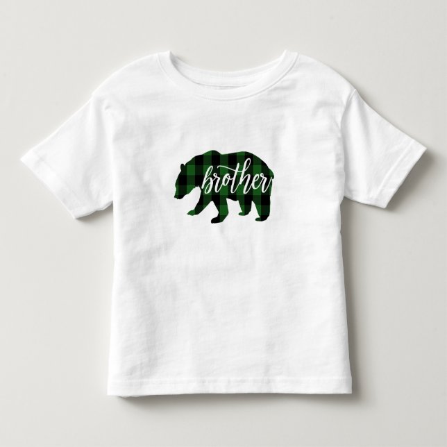 T-shirt Pour Les Tous Petits Frère Ours | Carreaux Verts (Devant)