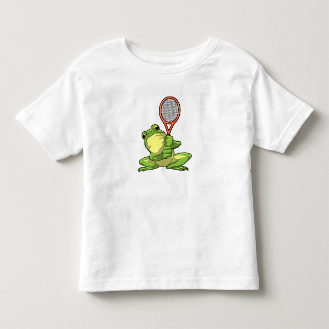 T-shirt Pour Les Tous Petits Frog at Tennis with Tennis racket (Devant)