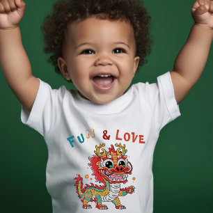 T-shirt Pour Les Tous Petits Fun Carton Dragon Chinois Nouvel An Fu Kids Cadeau