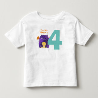 T-shirt Pour Les Tous Petits Fun coloré Mon petit monstre a quatre ans