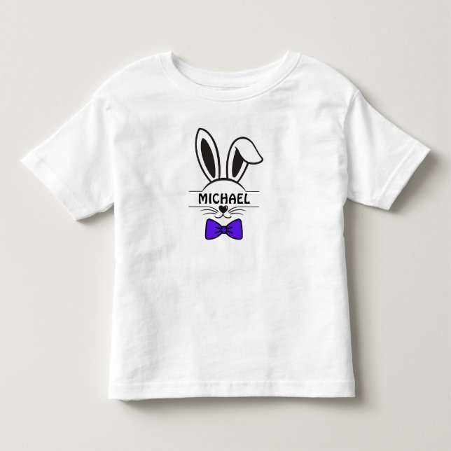 T-shirt Pour Les Tous Petits Garçon Lapin De Pâques Visage Avec Cravate Bow Tod (Devant)