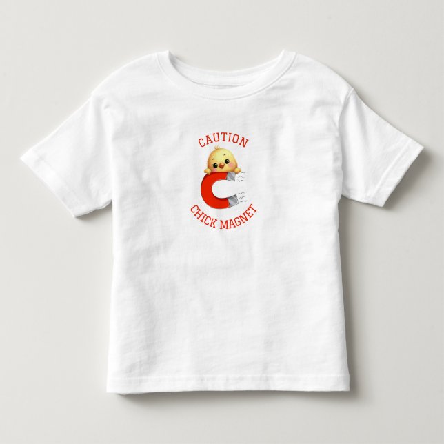 T-shirt Pour Les Tous Petits Garçons aimant à poulettes Attention  (Devant)