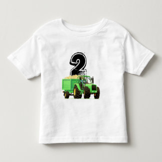 T-shirt Pour Les Tous Petits Garçons Custom Green Tracteur 2e anniversaire