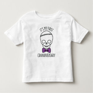 T-shirt Pour Les Tous Petits Garçons premier crâne cranioversaire avec Bowtie
