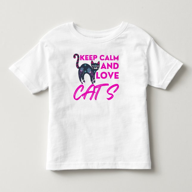 T-shirt Pour Les Tous Petits Gardez Le Calme Et L'Amour Chats Noël (Devant)