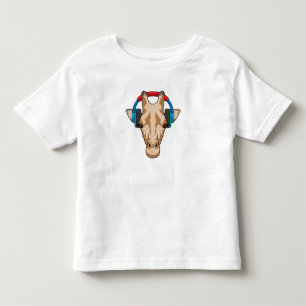 T-shirt Pour Les Tous Petits Girafe at Music with Headphone