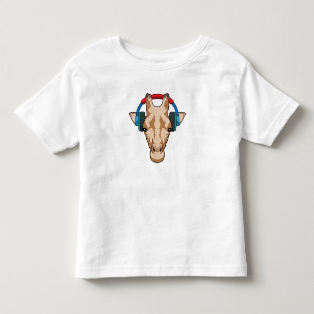 T-shirt Pour Les Tous Petits Girafe at Music with Headphone (Devant)