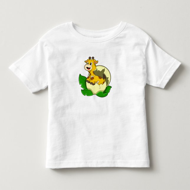 T-shirt Pour Les Tous Petits Girafe aux feuilles et oeufs (Devant)