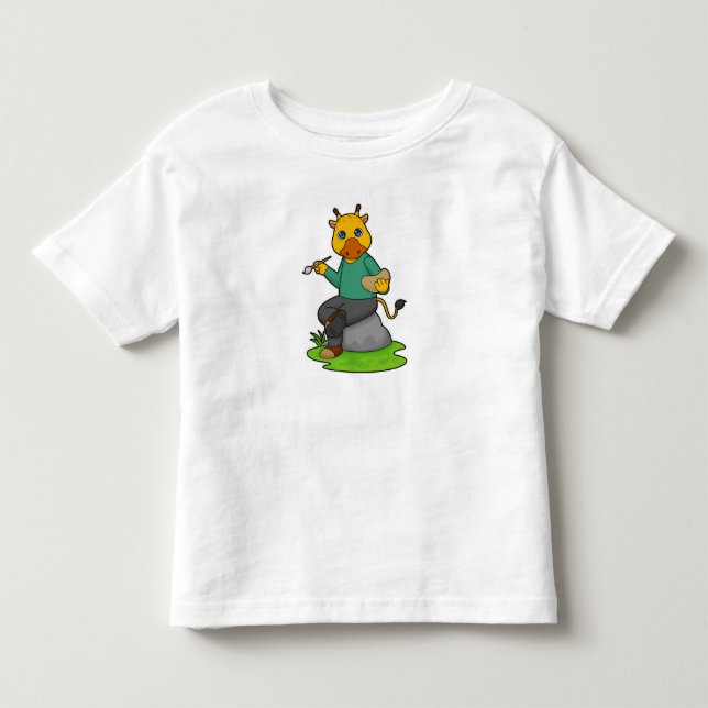 T-shirt Pour Les Tous Petits Giraffe en peintre avec pinceau (Devant)