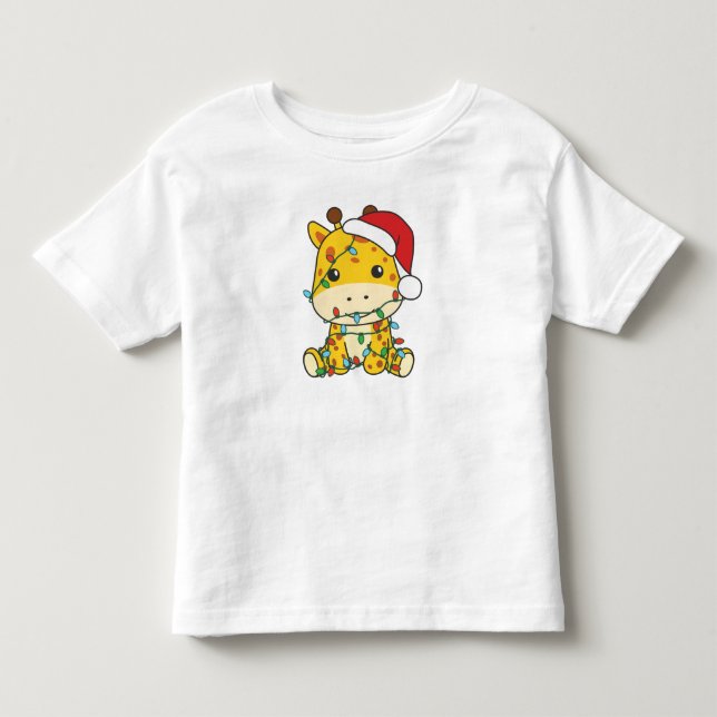T-shirt Pour Les Tous Petits Giraffe Noël Animaux d'hiver Giraffes (Devant)