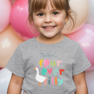 T-shirt Pour Les Tous Petits Girls Four Ever Silly Farm Goose 4ème Anniversaire