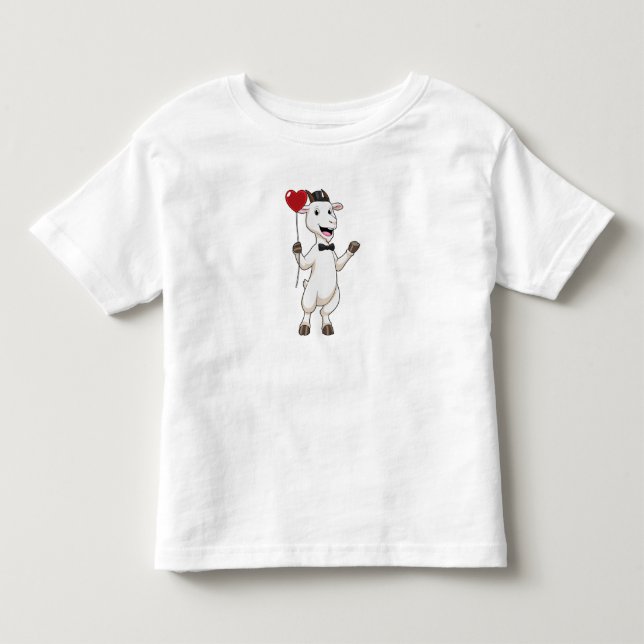 T-shirt Pour Les Tous Petits Goat as Groom avec Heart Balloon (Devant)