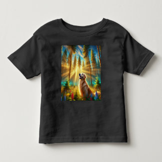 T-shirt Pour Les Tous Petits Golden Retriever dans la forêt enchantée