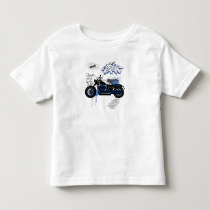 T-shirt Pour Les Tous Petits Graffiti de moto noir et bleu gris