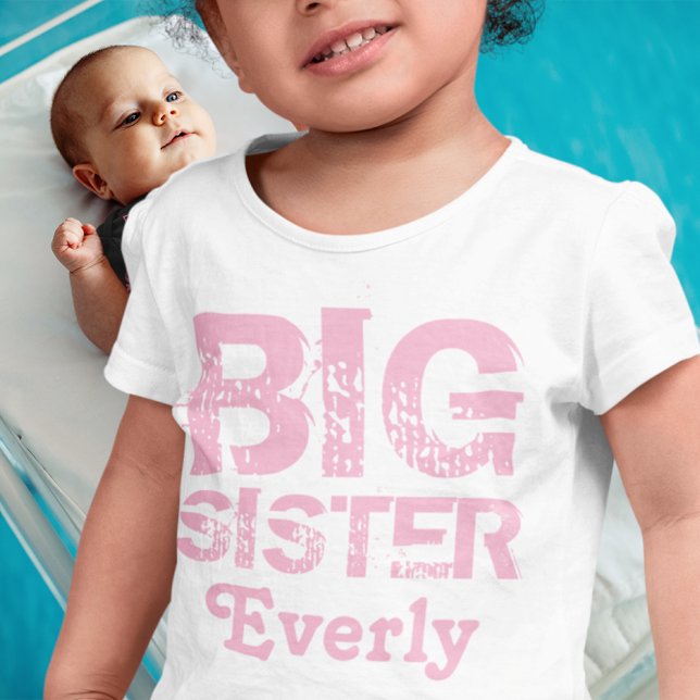 T-shirt Pour Les Tous Petits Grande soeur rose personnalisée (Créateur téléchargé)