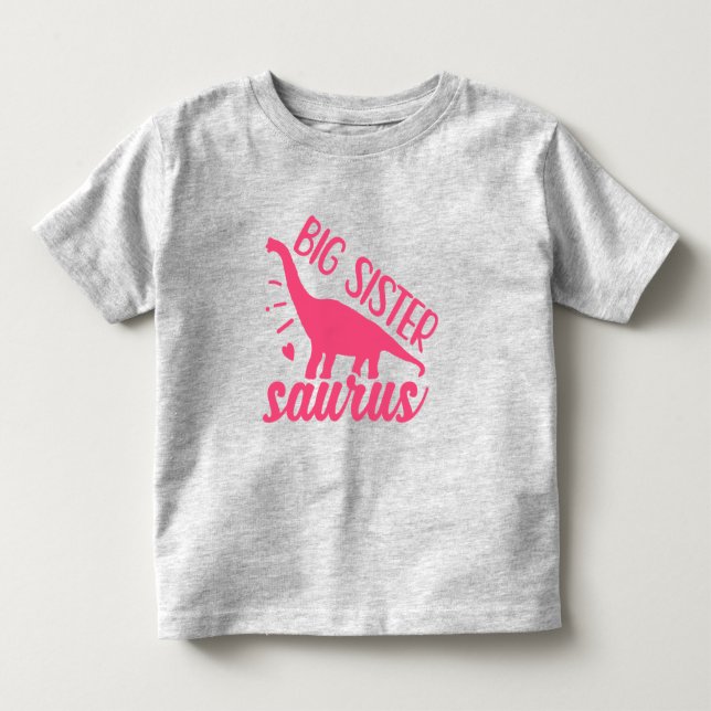 T-shirt Pour Les Tous Petits Grande soeur Saurus en rose (Devant)