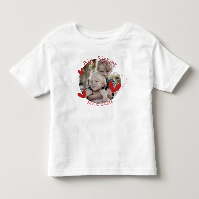 T-shirt Pour Les Tous Petits Grands frères et soeurs Photo Coeur Mignon (Devant)