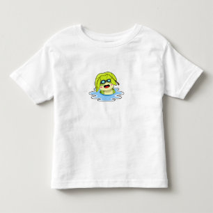 T-shirt Pour Les Tous Petits Grenouille avec feuille à la natation