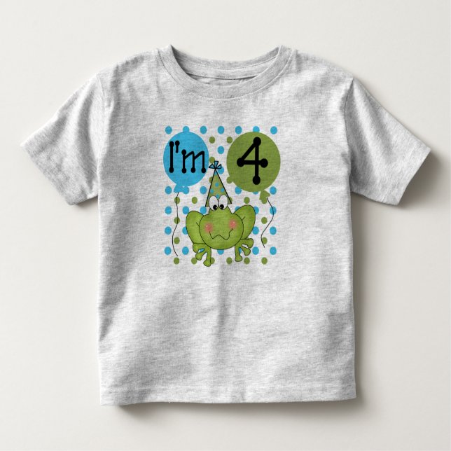 T-shirt Pour Les Tous Petits Grenouille bleue 4e anniversaire (Devant)