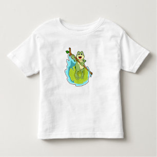 T-shirt Pour Les Tous Petits Grenouille comme randonneur avec bâton
