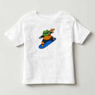 T-shirt Pour Les Tous Petits Grenouille en snowobarder avec snowboard