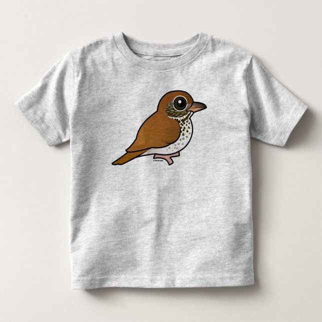 T-shirt Pour Les Tous Petits Grive en bois de Birdorable (Devant)