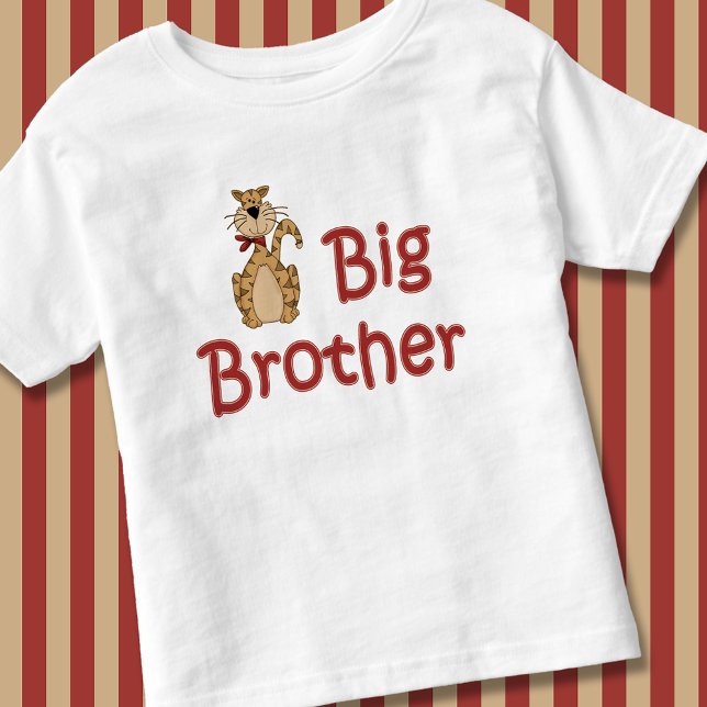 T-shirt Pour Les Tous Petits Gros Frère Tiger rayé Tabby Chat (Big Brother Striped Tiger Tabby Cat Toddler T-shirt)
