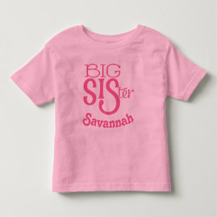 T-shirt Pour Les Tous Petits Große Schwester Rosa Dunkle Himbeere Personalisier