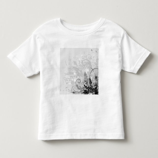 T-shirt Pour Les Tous Petits Grunge Floral Design - Gray clair B&W (Devant)