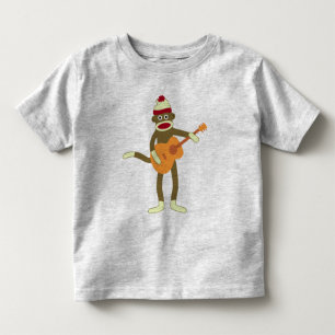 T-shirt Pour Les Tous Petits Guitare acoustique de singe de chaussette