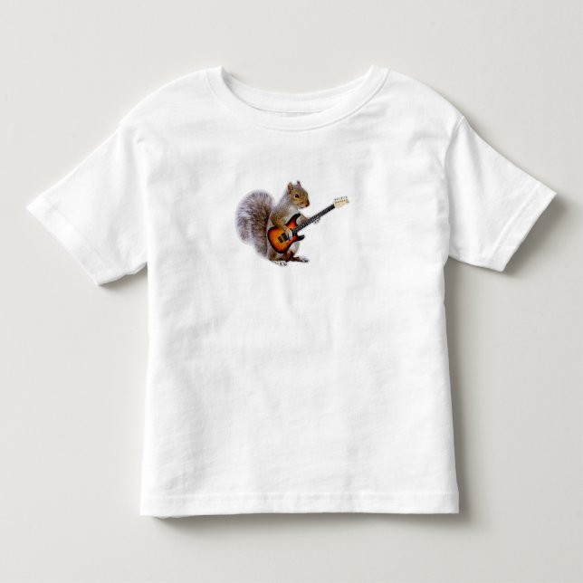 T-shirt Pour Les Tous Petits Guitare Lover| Guitare de jeu d'écureuils (Devant)