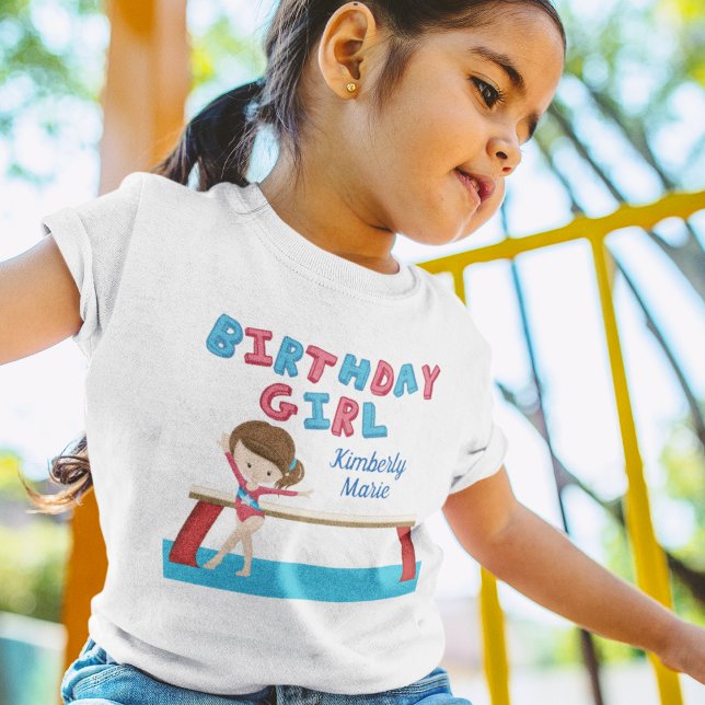 T-shirt Pour Les Tous Petits Gymnastique Blue Monogramme Gymnaste Anniversaire  (Créateur téléchargé)