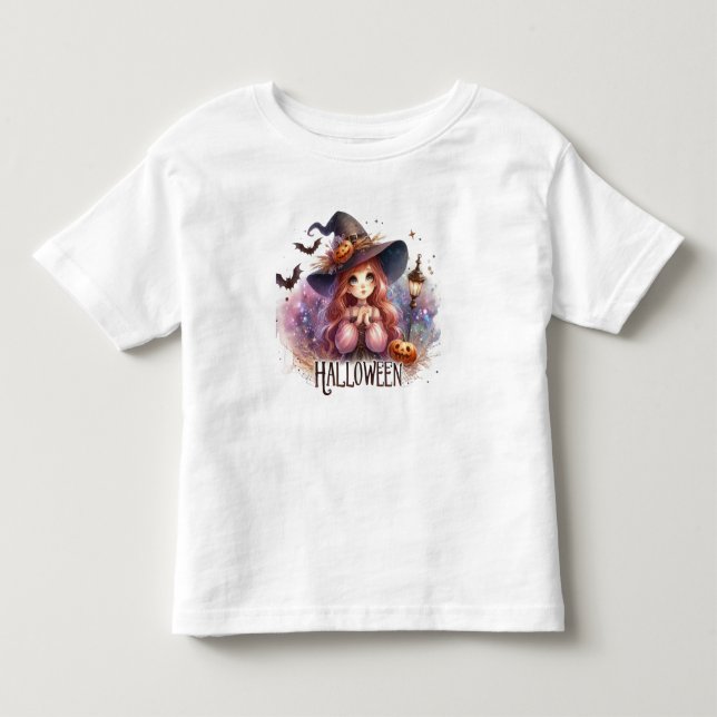 T-shirt Pour Les Tous Petits Halloween sorcière mignonne (Devant)