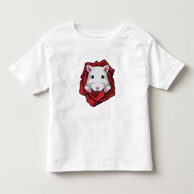 T-shirt Pour Les Tous Petits Hamster avec Rose (Devant)