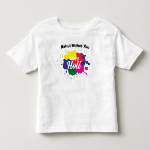 T-shirt Pour Les Tous Petits Happy Holi Texte coloré personnalisé