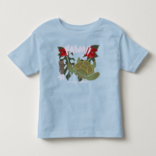 T-shirt Pour Les Tous Petits Hawaii Cute Tropical Sea Turtle (Devant)