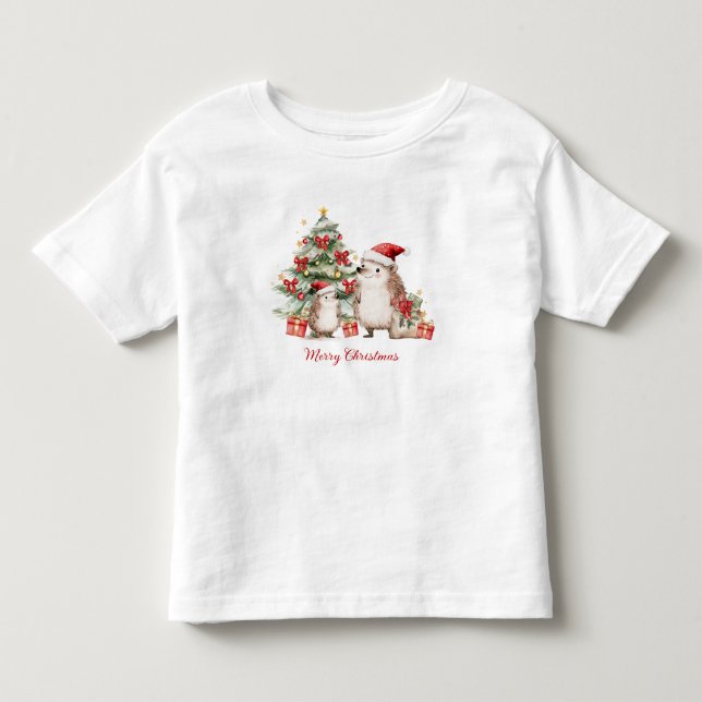 T-shirt Pour Les Tous Petits Hedgehog Christmas Tree Presents Kids (Devant)