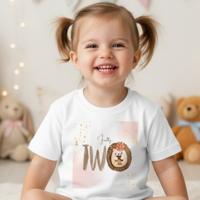 T-shirt Pour Les Tous Petits Hérisson aquarelle 2ème deuxième anniversaire deux (Créateur téléchargé)