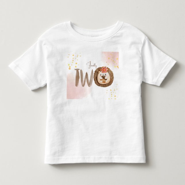 T-shirt Pour Les Tous Petits Hérisson aquarelle 2ème deuxième anniversaire deux (Devant)