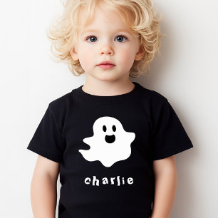 T-shirt Pour Les Tous Petits Heureux fantôme et nom des enfants Halloween