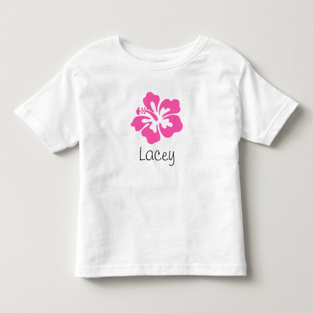 T-shirt Pour Les Tous Petits Hibiscus Hawaiien Personnalisé Rose (Devant)