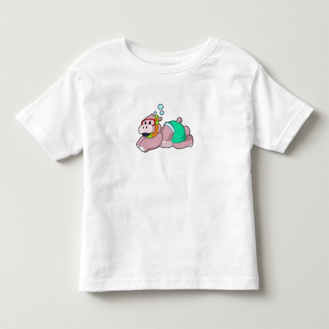 T-shirt Pour Les Tous Petits Hippo à la plongée avec tuba (Devant)